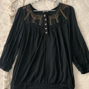 black fossil shirt with gold detailing